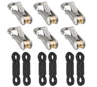 2/4/6-Pack Rope Roller Cam Lock Tensioner, Cord and Rope Tightening Tool with Carabiner Clips, Fast Adjustable Ropes Tie-Down Kit for Camping Hiking Tarp Boat & Outdoor