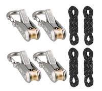 2/4/6-Pack Rope Roller Cam Lock Tensioner, Cord and Rope Tightening Tool with Carabiner Clips, Fast Adjustable Ropes Tie-Down Kit for Camping Hiking Tarp Boat & Outdoor