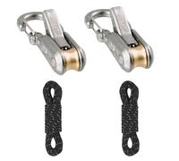 2/4/6-Pack Rope Roller Cam Lock Tensioner, Cord and Rope Tightening Tool with Carabiner Clips, Fast Adjustable Ropes Tie-Down Kit for Camping Hiking Tarp Boat & Outdoor
