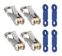 2/4/6-Pack Rope Roller Cam Lock Tensioner, Cord and Rope Tightening Tool with Carabiner Clips, Fast Adjustable Ropes Tie-Down Kit for Camping Hiking Tarp Boat & Outdoor