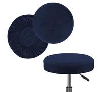 2/4/6 Pack Round Bar Stool Covers, Elastic Washable Seat Cushion Slipcovers with NonSlip Design, Fits 25-36cm/10-14 Inch Bar Stools, Soft andDurable Fabric for Home, Kitchen, or Bar Use(Navy,S(30-36cm