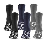 2 | 4 | 6 Pairs Non Slip Socks Men Women Cotton Grip Socks Anti-Slide Slipper Socks (12-14, 6 Pairs - Black | Blue | Grey)