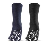 2 | 4 | 6 Pairs Non Slip Socks Men Women Cotton Grip Socks Anti-Slide Slipper Socks (3-5, 2 Pairs - Black | Blue | Grey)
