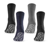 2 | 4 | 6 Pairs Non Slip Socks Men Women Cotton Grip Socks Anti-Slide Slipper Socks (9-11, 4 Pairs - Black | Blue | Grey)
