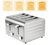 2/4/6 Slice Commercial Toaster Stainless Steel 7 Browning Levels Defrost Reheat Cancel Auto Pop Up Wide Slots Removable Crumb Tray High Lift Non Slip