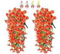 2/4/6pcs Artificial Hanging Flowers, 76cm Realistic Morning Glories for Wall Hanging,for Indoor and Outdoor Homes, Rooms, Gardens, Weddings,Long Corridors and Walls Outside the Door (4, Orange)