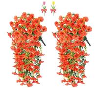 2/4/6pcs Artificial Hanging Flowers, 76cm Realistic Morning Glories for Wall Hanging,for Indoor and Outdoor Homes, Rooms, Gardens, Weddings,Long Corridors and Walls Outside the Door (2, Orange)