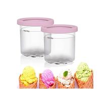 2/4/6PCS Creami Containers, for Creami Ninja Ice Cream Pint Containers,16 OZ Pint Containers With Lids Dishwasher Safe,Leak Proof for NC301 NC300 NC299AM Series Ice Cream Maker,Pink-6PCS