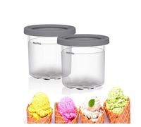 2/4/6PCS Creami Pints, for Ninja Creami Pint Containers,16 OZ Creami Deluxe Bpa-Free,Dishwasher Safe Compatible NC301 NC300 NC299AMZ Series Ice Cream Maker,Gray-2PCS