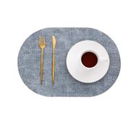 2/4/6pcs Decoration Oval Placemats Heat Resistant Thick Leather Non-Slip Table Mats Pad For Kitchen Coffee Dining Room for Dining, Kitchen(Blue,30x44cm 2pcs)