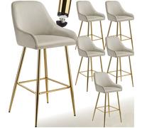 2/4/6x Bar Stools Adjustable Breakfast Kitchen Stools Velvet Swivel Gas Lift