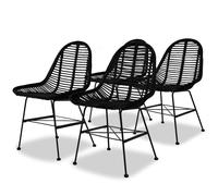 2/4/6x Dining Chairs Natural Rattan Kitchen Furniture Seat Beige/Black vidaXL