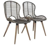 Vidaxl Dining Chairs 2 Pcs Brown Natural Rattan Dining Chairs