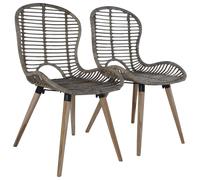 vidaXL 2x Dining Chairs Natural Rattan Brown Outdoor Garden Patio Dinner Seat