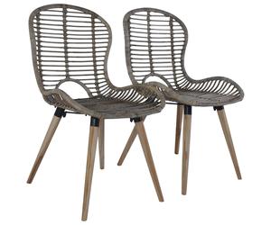 2/4/6x Dining Chairs Natural Rattan Outdoor Garden Patio Black/Brown vidaXL