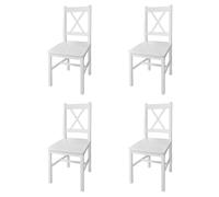 vidaXL 4x Dining Chairs Wood White and Natural Colour Kitchen Furniture Seat