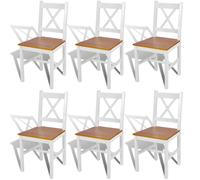vidaXL 6x Dining Chairs Wood Natural Colour Living Room Kitchen Furniture Seat
