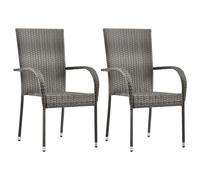 2/4/6x Stackable Outdoor Chairs Grey Poly Rattan Patio Garden Dining Seat vidaXL