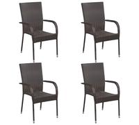 vidaXL 4x Stackable Outdoor Chairs Poly Rattan Black Patio Garden Dining Seats