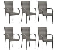 2/4/6x Stackable Outdoor Chairs Grey Poly Rattan Patio Garden Dining Seat vidaXL
