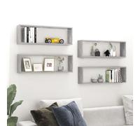 Vidaxl Wall Cube Shelf 4 Pcs Concrete Grey 80X15X26.5 Cm Engineered Wood
