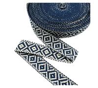 2/4/8/10Meters 25mm Cotton Webbing Tape Bags Jacquard Ribbon Strap Garment Decorative Braid Sewing Belt Bias Binding Band Trims for Sewing Clothing Handmade Bag Gift Decor(DarkBlue,25mm-10Meters)