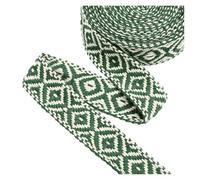 2/4/8/10Meters 25mm Cotton Webbing Tape Bags Jacquard Ribbon Strap Garment Decorative Braid Sewing Belt Bias Binding Band Trims for Sewing Clothing Handmade Bag Gift Decor(Green,25mm-10Meters)