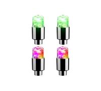 2/4/8Pcs Tire Valve Cap Lights Colorful LED Wheel Light Compatible With Car Air Valve Caps Neon Light Compatible With Motorcycles Bicycles Auto Exterior(2 Green-2 Colorful)