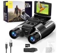 2.4" Binoculars with Camera, 12x32 Digital HD Binocular Camera 48MP Picture 2.5K Video 8X Digital Zoom, 32G Binoculars for Bird Watching Outdoor Adventures