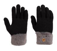 (2/4, Dark Grey) Trespass Kids Fleece Gloves Fitted Cuff Lunark