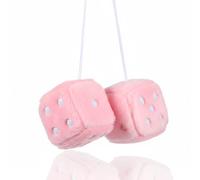 2.4” Fuzzy Dice for Rear View Mirror, Pink Retro Car Plush Dice Pendants Soft Car Interior Aesthetic Rearview Mirror Hanging Ornaments Decorative Accessories(Light Pink)