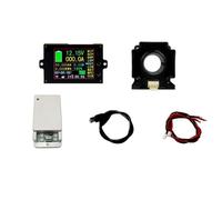 2.4 Inch Color Screen Wireless Power Meter with Temperature and Coulomb Monitoring, Bidirectional Current Detection, 10m Range, for Battery Voltage Current Analysis, Black