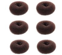 2.4 Inch Extra Small Hair Bun Maker 6 PCS Dark Brown Mini Hair Donut Sock Bun Form Hair Doughnut Shaper for Kids Girls Short Thin Hair