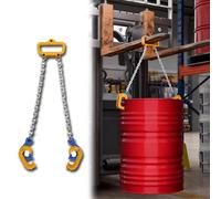 2/4 Leg Chain Sling for Lifting, 20in Length Barrel Lifting Device with Grab Hooks, Residential Drum Grabber Easier and Safer to Carry Oil Drums(A-2leg-Load 1Ton/2200LBS)