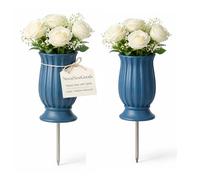 2/4 Pack Grave Vases with Spike, Outdoor Cemetery Flower Holders with Drainage, Stable Plastic Memorial Pots for Graves, Garden or Yard (2)