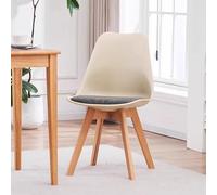 2/4 Pack Mid Century Modern Dining Chairs Armless PP Plastic Kitchen Side Chairs with Fabric Seat & Wood LegsDining Room & Conference Chairs (Set of 2 Natural + A)