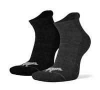 2 | 4 Pairs Merino Outdoor Socks Short for Men and Women Performance Hiking Socks Up To Ankle, Padded, No Bubbles, Soft Sole, Breathable, Black Grey, Functional Socks, Trekking, Sports, Black &