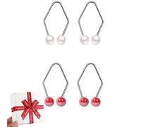 2/4 Pcs Dimple Makers for the face,Dimple Trainer to Create a Beautiful Smile,Develop Natural Dimples for Cheeks Ball (silver+red)