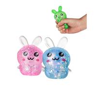 2/4 Pcs Easter Bunny Stress Balls, Happy Easter Gifts for Kids,Glitter Filled Rabbit Squeeze Toys,Funny Bunny Balls for Kids and Adults Desk Decor (H)