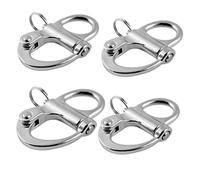 2/4 Pcs Marine 316 Stainless Steel Fixed Eye Snap Shackle, Quick Release Boat Anchor Chain Eye Jaw Swivel Stainless Snap Shackle Hook (4, 69mm)