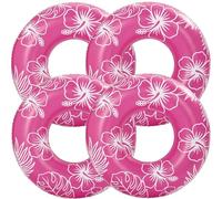 2/4 Pcs Pool Floats for Adults 36 inch Large Inflatable Floats Tube Tropical Leaves Flowers Inflatable Pool Tubes Rings Colorful Swimming Ring Summer Hawaii Swimming (4, Pink)