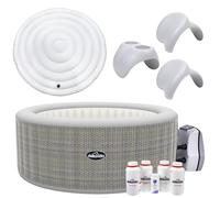 2-4 Person Inflatable Hot Tub Spa with Smart Pump and Accessory Kit - Rattan Effect - DL100