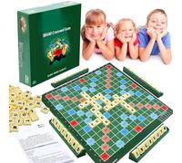 2-4 Players Scrabble Board Games, Letter Game, Travel Scrabble Spelling Games, Alphabet Word Games, 100 Letter Blocks, 1 Game Board, Educational Learning Puzzle Toys Gift for Kids Family (A)