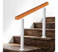 2-4 Steps Railing Solid Wood Stairs Handrail Pickets | Freestanding White Metal Wrought Iron Balusters Stair Railing Kit Porch Handrail Support Rod(Height 85cm,140cm/55inch)