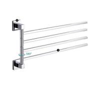 2/4 Swivel Towel Bars Hanger Wall Mounted Bathroom Hardware Stainless Steel Rotatable Bathrobe Towel Rack Holder(2 Bars)