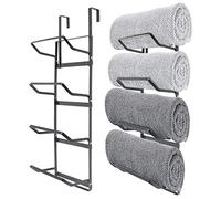 2/4 Tier Over The Door Towel Rails Rack Hanger Holder Bathroom Storage Organizer (4 Tier Grey)