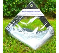 2.4 x 3 m Waterproof Clear Tarpaulin with Eyelets, 0.3 mm Multifunctional Transparent Plastic Tarpaulin, Weatherproof Foldable PVC Tarp, Perfect for Outdoor Spaces, Gazebo, Balconies & Pet Cage