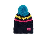 LightHouse Kids Bobbie Warm Bobble Cable Knit Hat - Childrens Winter Outdoor Headwear - Teal Navy - 2-4 Years