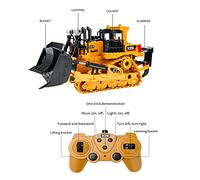 2 4G 9CH RC Bulldozer Tractor Truck Construction Engineering Vehicles with One Key Demonstration LED Light Simulation Sound Educational Toys for Kids