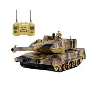 2.4G Charging RC Tank That Shoot, Remote Control Army Tank with 330° Rotating Turret for Kids, One-Key Auto Demo, Two Players With Tracks Can Light Sound And Effects. (Yellow)